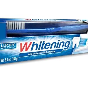 4 Packs Of Lucky Whitening Toothpaste with Toothbrush